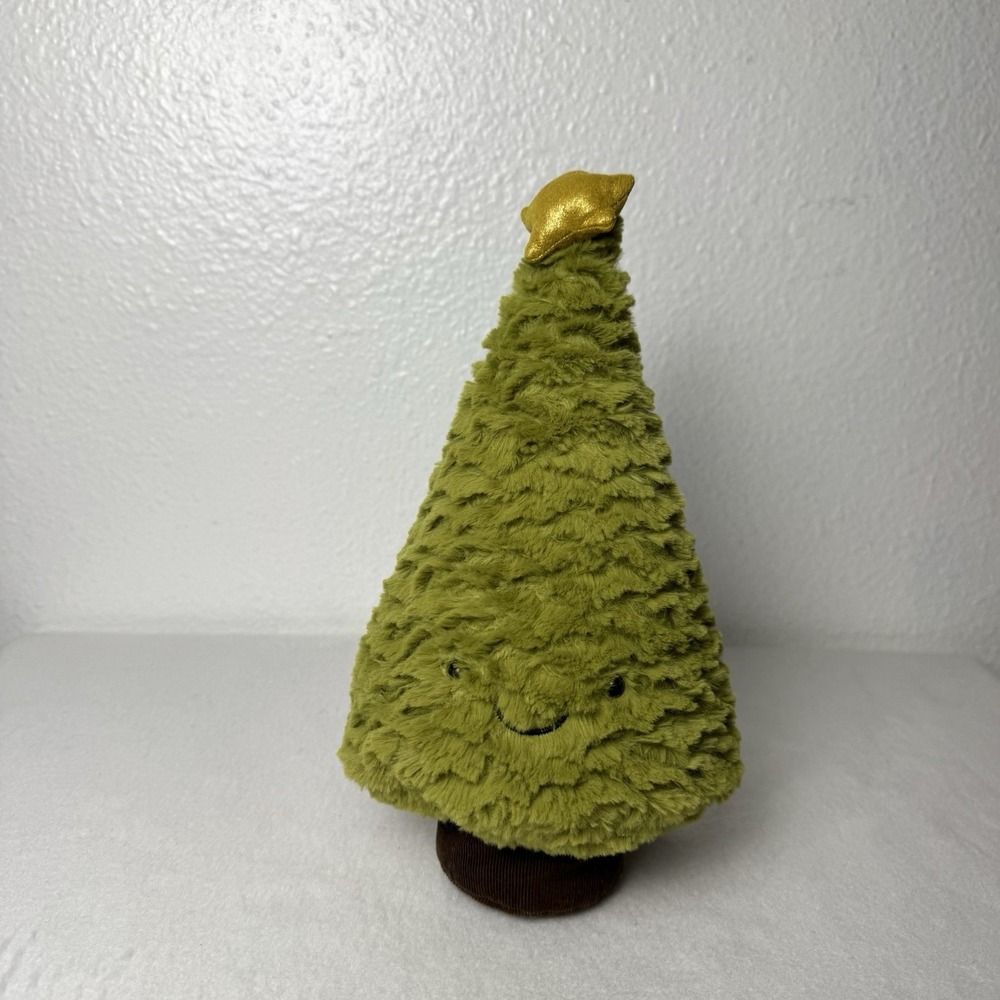 Jellycat Small Amuseable Christmas Tree Stuffed Plush Spruce Retired  Gold Star